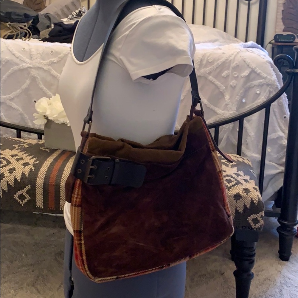 Harold’s Corduroy, suede, flannel purse